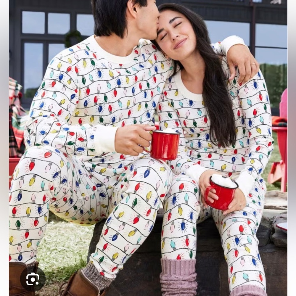 Hanna Andersson Christmas bulb light pyjamas set size XS organic cotton
